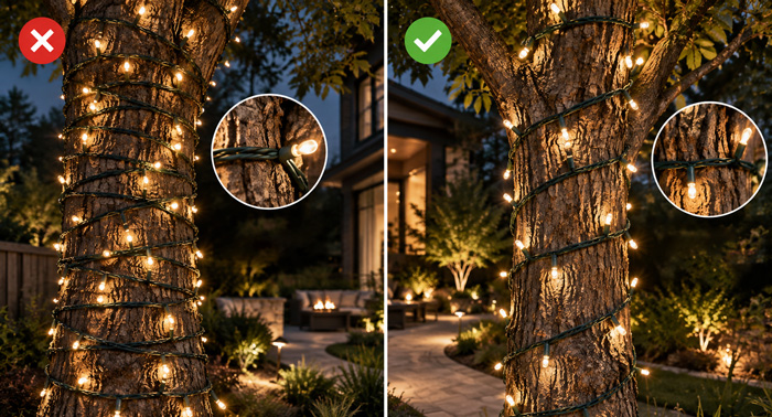 Do Not Wrap Tree Lights Too Tightly