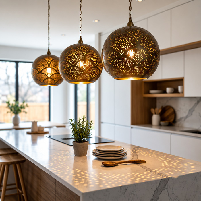 Fish Scale Brass Globe Pendant