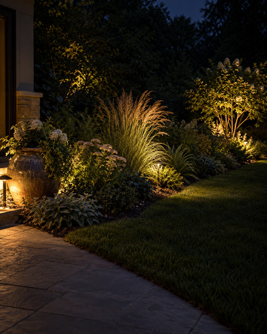 Frame Flower Beds with Small Pools of Light