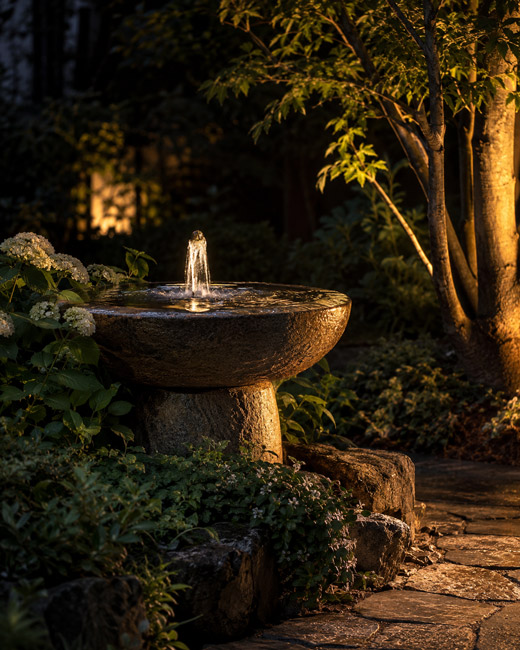 Give a Fountain or Garden Sculpture Its Own Lighting