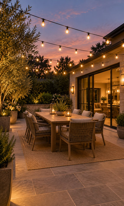 Hang Warm String Lights Above the Dining Area