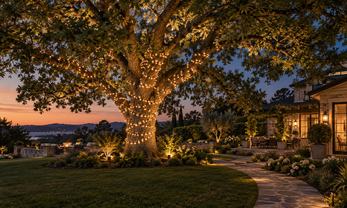 How to Put Lights on a Large Outdoor Tree