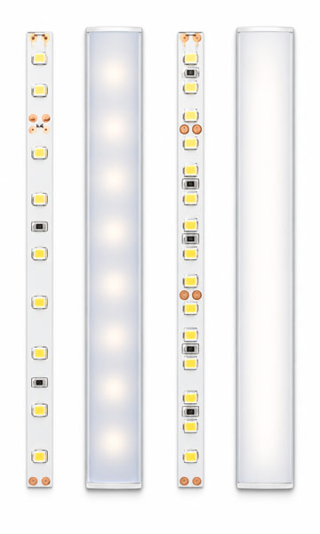Illuminated LED diffuser covers demonstrating difference