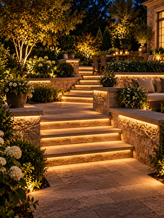 Integrate Light into Steps and Low Walls
