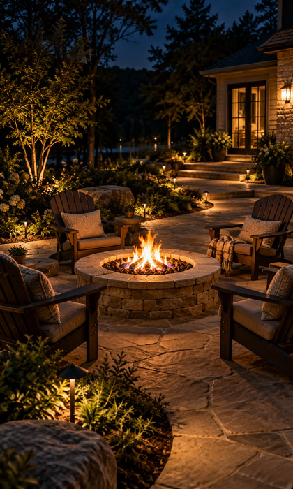 Keep Fire Pit Lighting Around the Seating Area