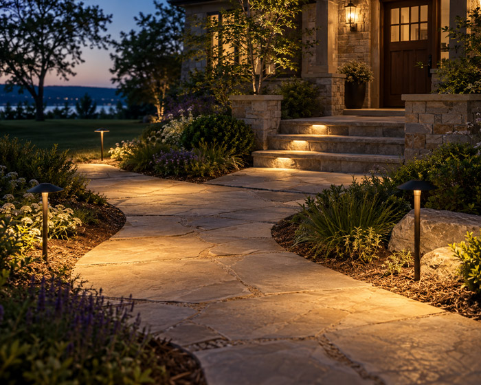 Landscape lighting for pathways and steps