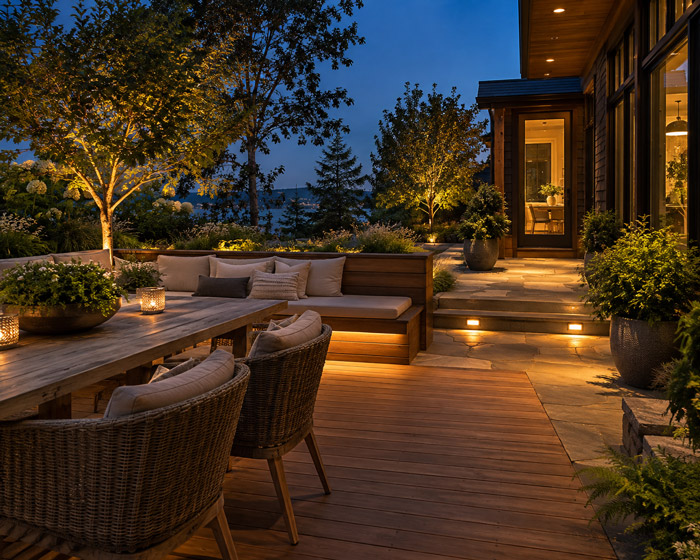 Landscape lighting for patios and decks