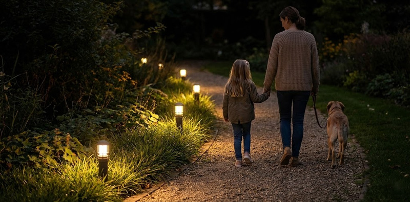 Low-voltage pathway lights provide a sense of security
