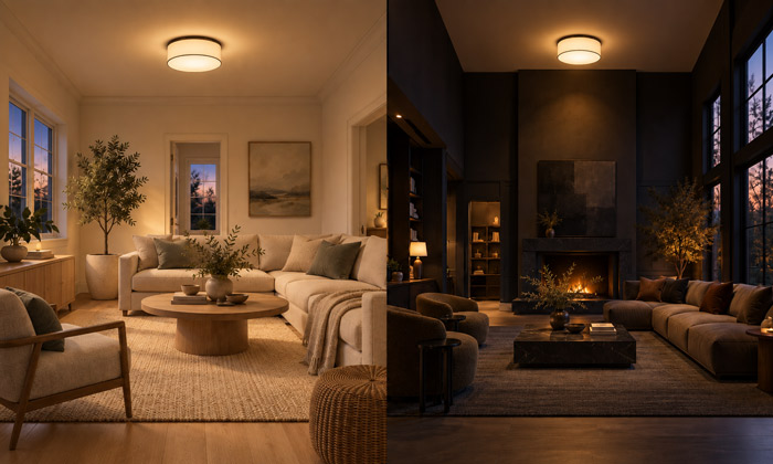 Lumen output affected by room size and finishes