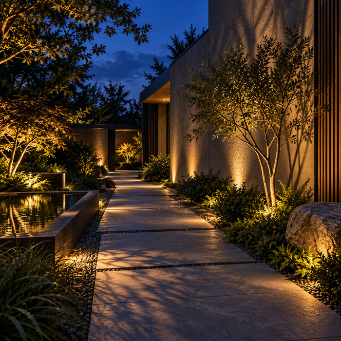 Diseño moderno de luces y sombras para jardines