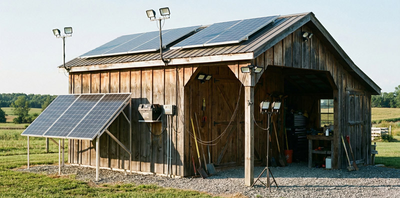 Multi-head solar shed kits