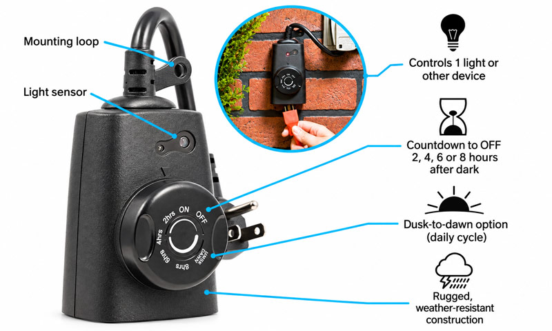 Outdoor photocell timer