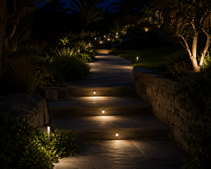 Outdoor step and pathway lighting