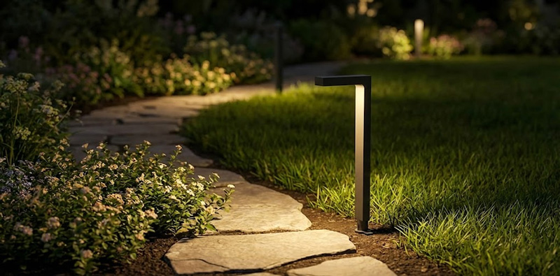 Pathway lighting feels warm and inviting