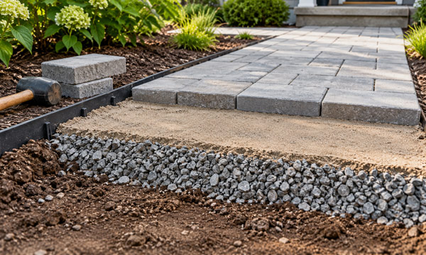 Paver walkway installation