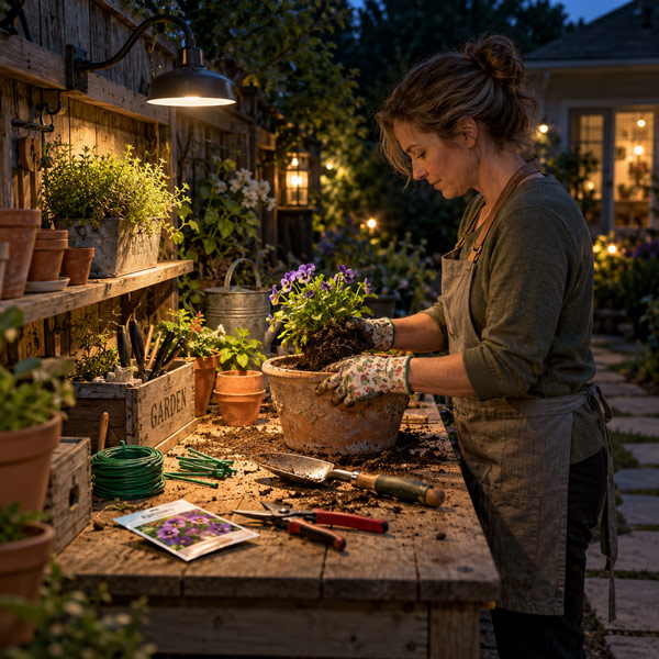 Potting and garden work