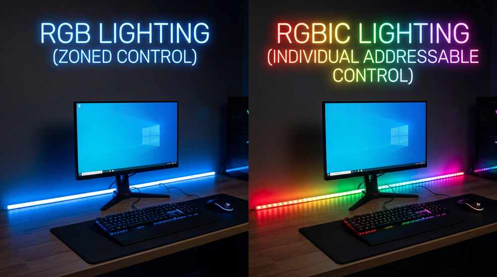 RGB lighting and RGBIC lighting