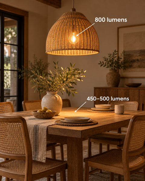 Rattan pendant light lumens and brightness