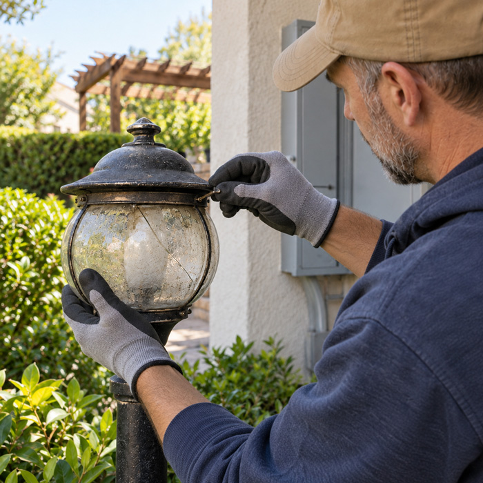 Removing damaged glass dome carefully