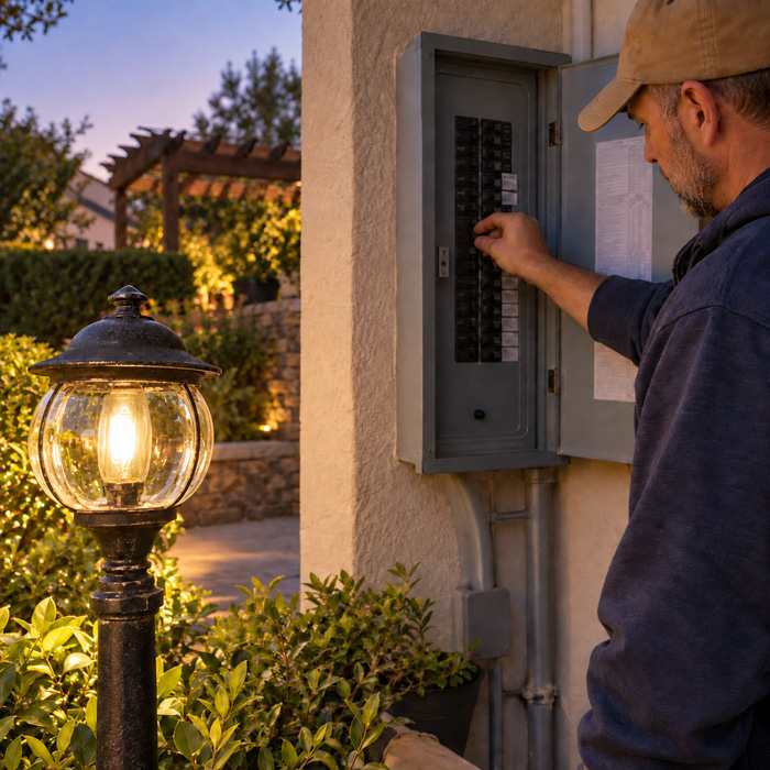 Restoring power and testing lighting fixture