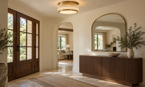 Ribbed glass flush mount light