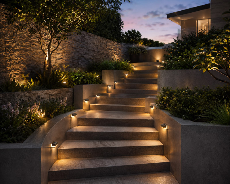 Solar powered stair lights