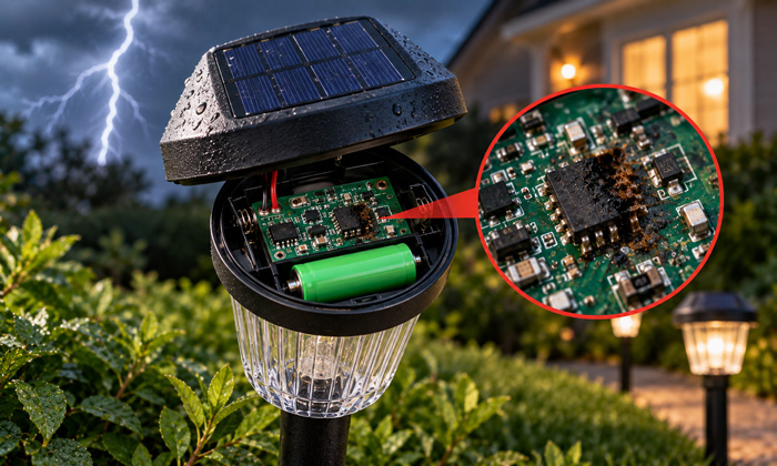 Solar light charging circuit failure