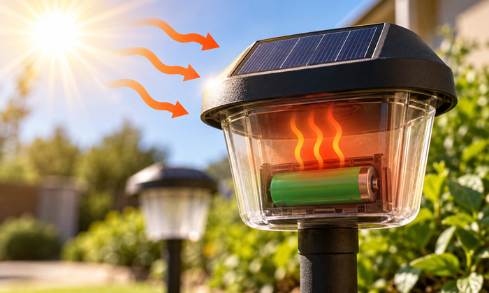 Solar light exposed to excessive heat