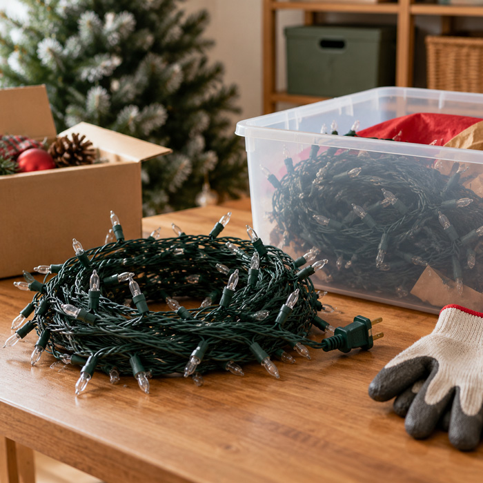 Storing holiday lights after the season