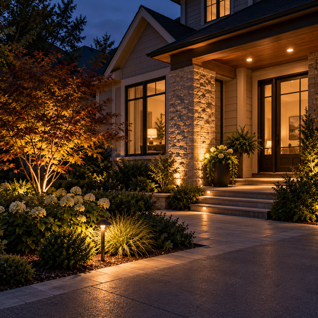 Trees Planting Beds and House Exterior