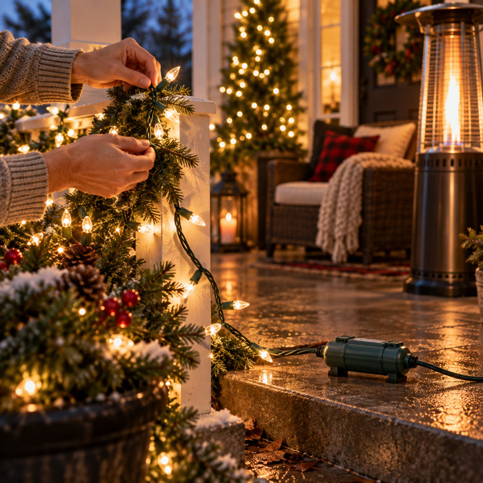 Using holiday lights safely outdoors