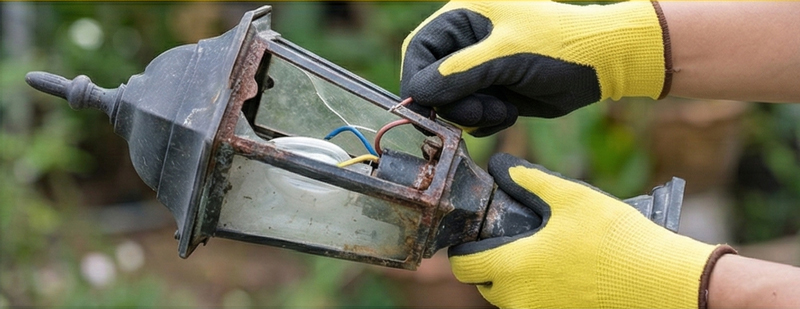 Wear gloves if fixtures have sharp edges or corrosion
