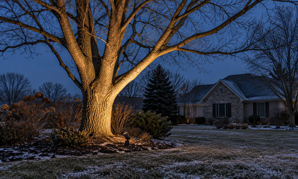 Winter tree uplighting