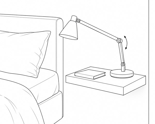 floating bedside shelf lamp