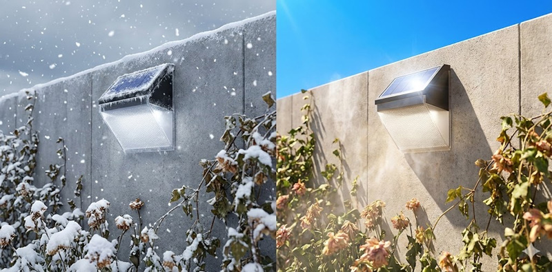 Solar garden lights in cold and hot weather