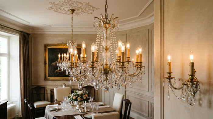 wall sconce with visible candelabra bulbs