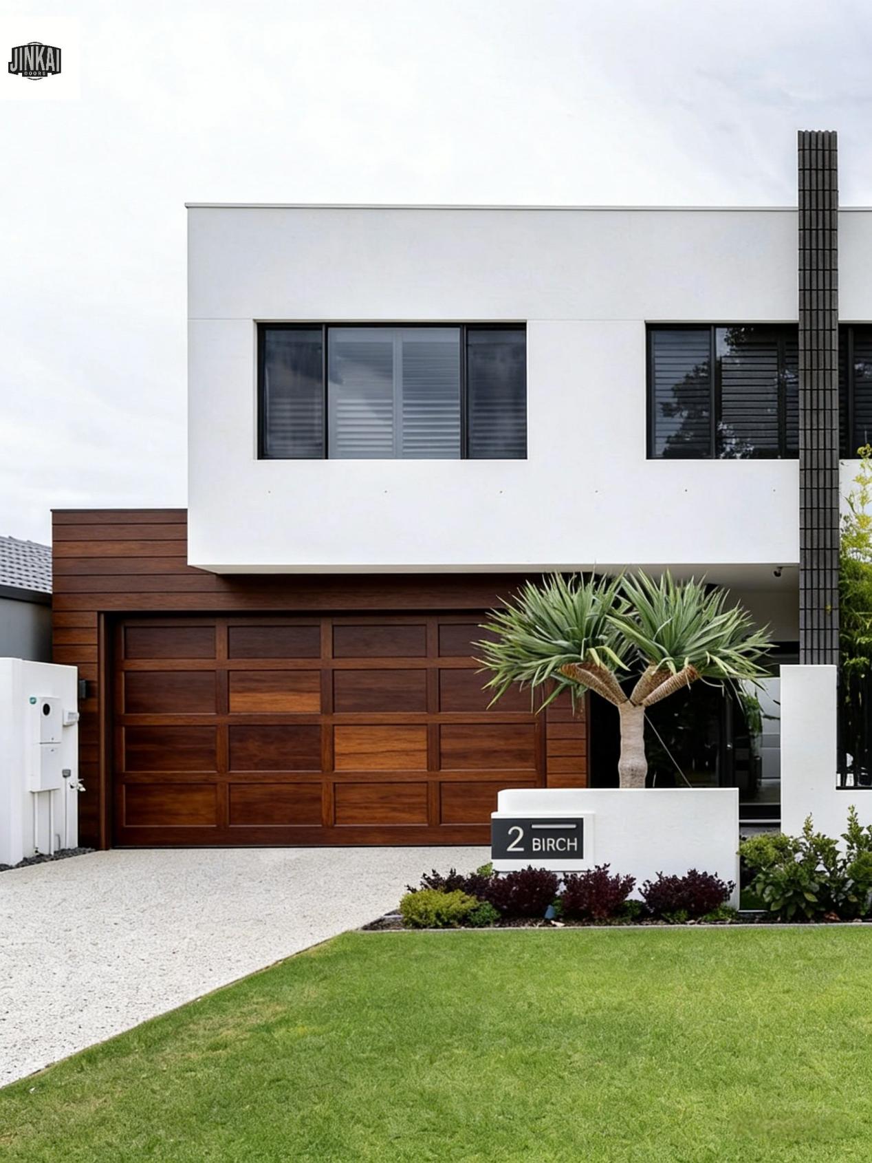 Jinkai Brown Wood-Style Residential Garage Door