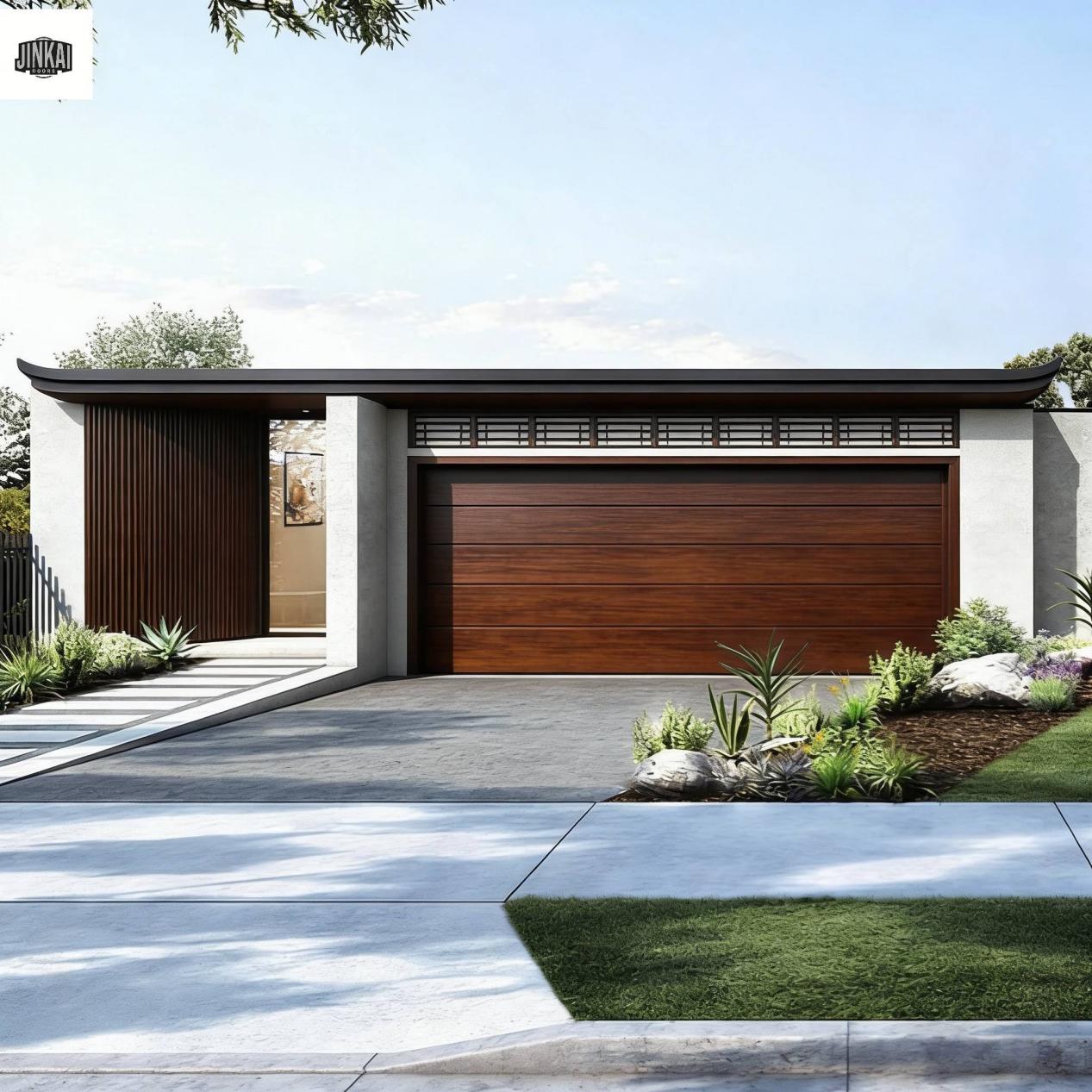 Jinkai Brown Wood-Style Residential Garage Door