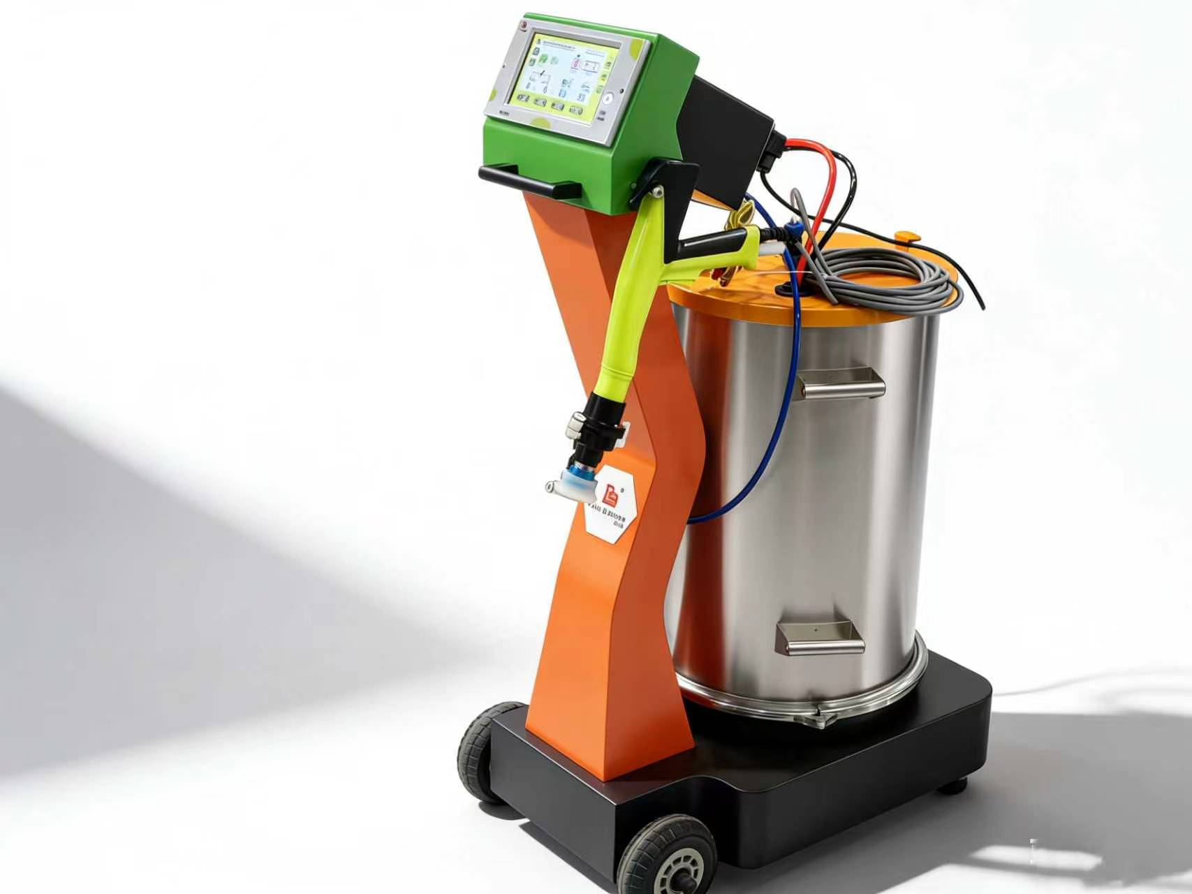 Q7 handheld electrostatic powder coating gun with fluidizing hopper