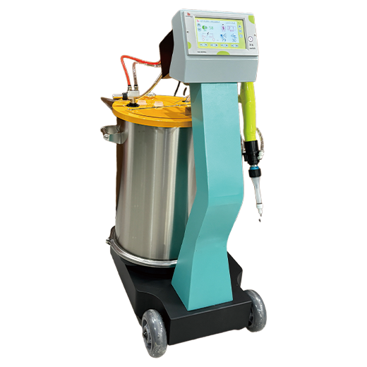 Paint Brothers Q7 powder coating machine with 25 workpiece memory modes