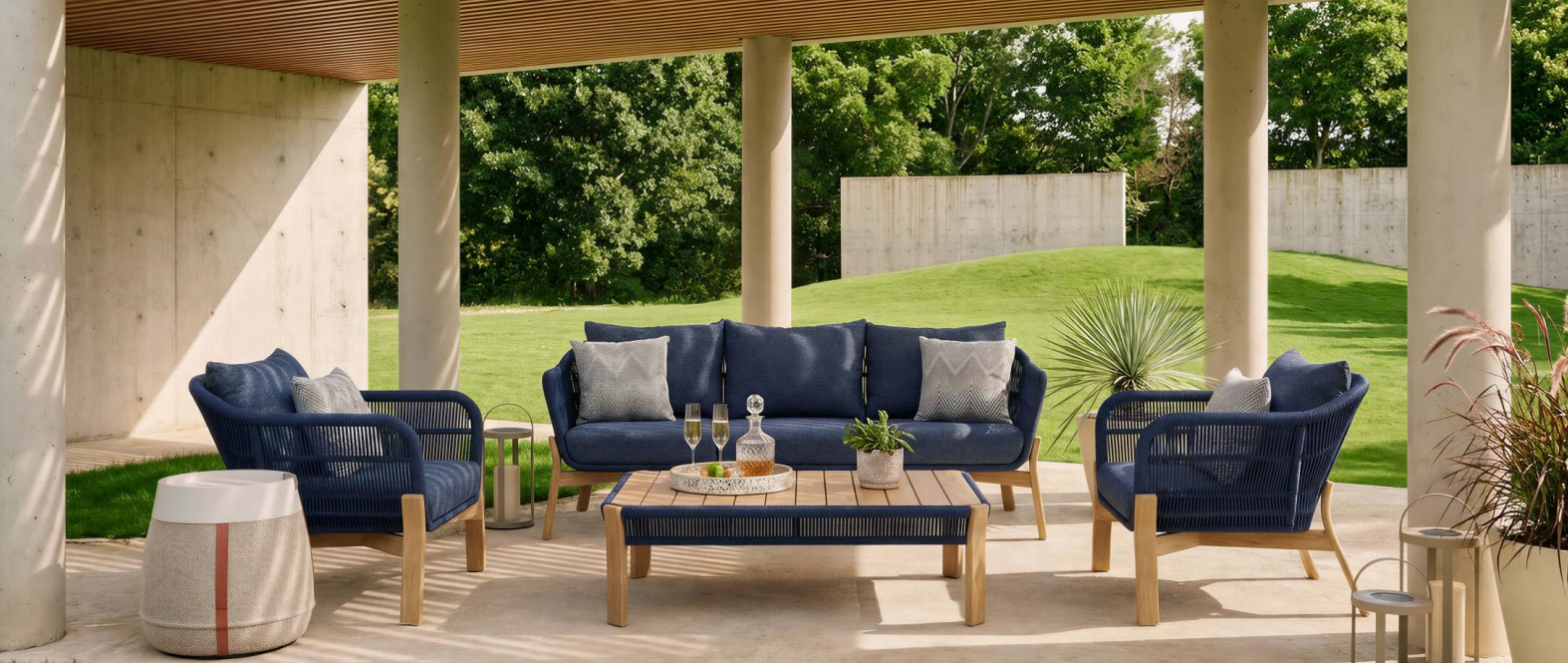 IMOBILI allaperto Nordic Breeze teak rope sofa