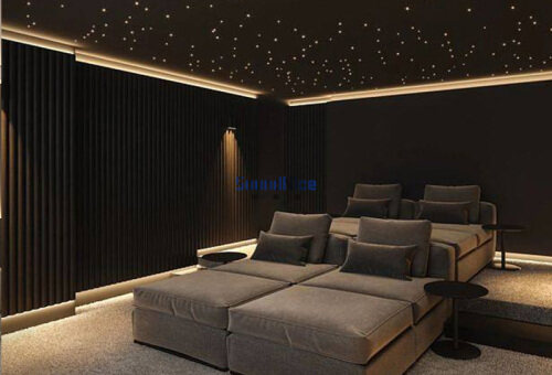 Home theater wall installation Slat wooden acoustic panels