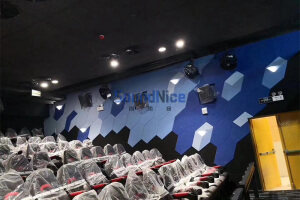 The cinema wall uses PET acoustic panels