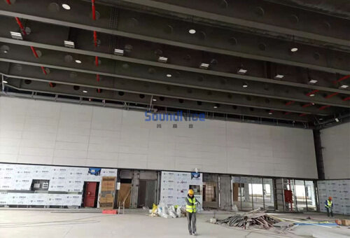 Hangzhou Yuhang district sports center  wall fabric acoustic panel Installation
