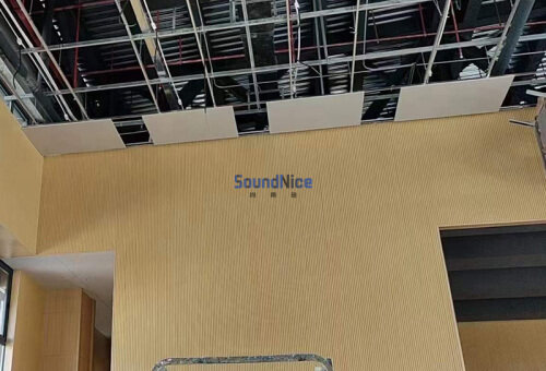 Stadium wall installation Grooved acoustic panel 