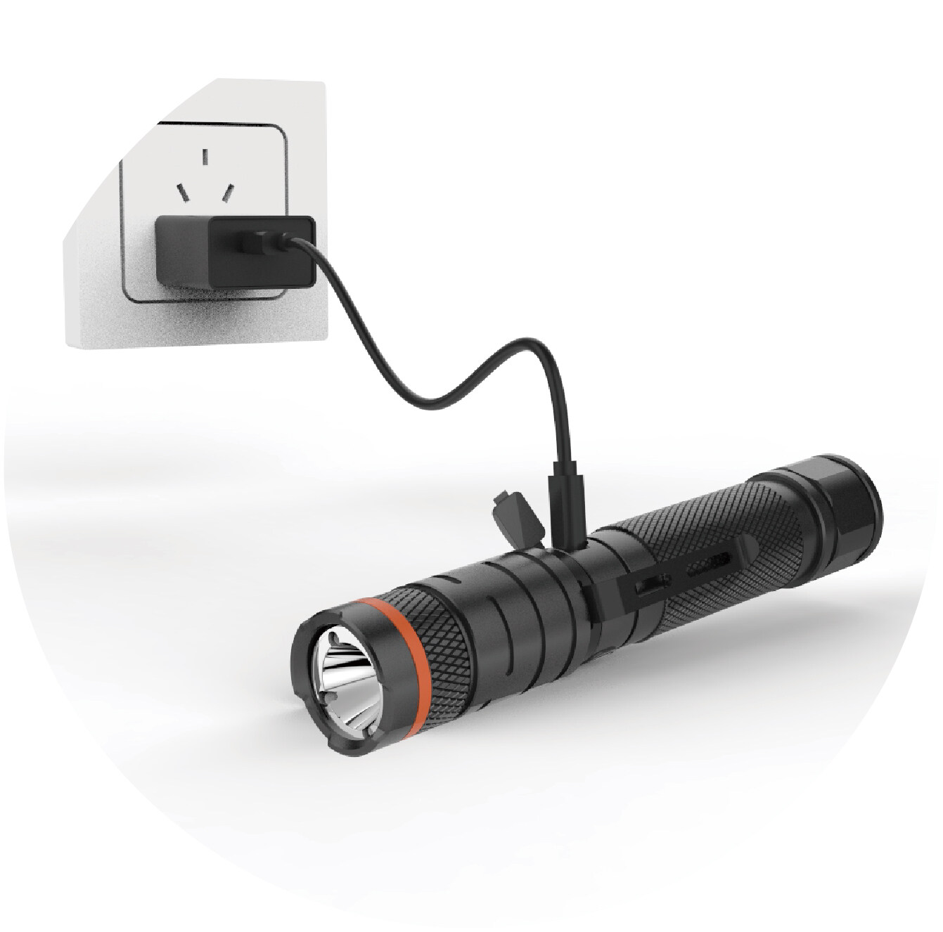 L81R-G-R 1*18650 USB With Green & Red Light Flashlight