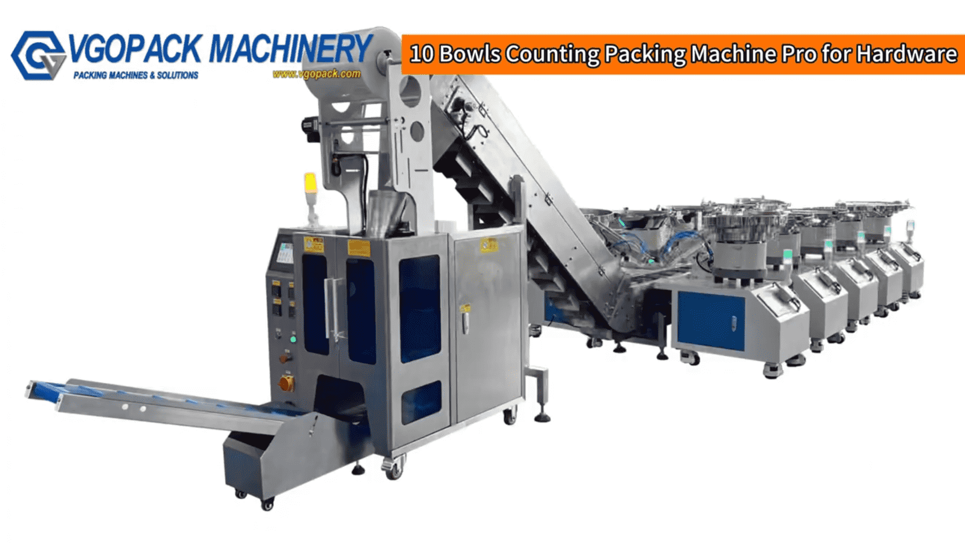 10 Bowls Automatic Counting Packing Machine Pro with Inclined Bucket Conveyor for Hardware Kit