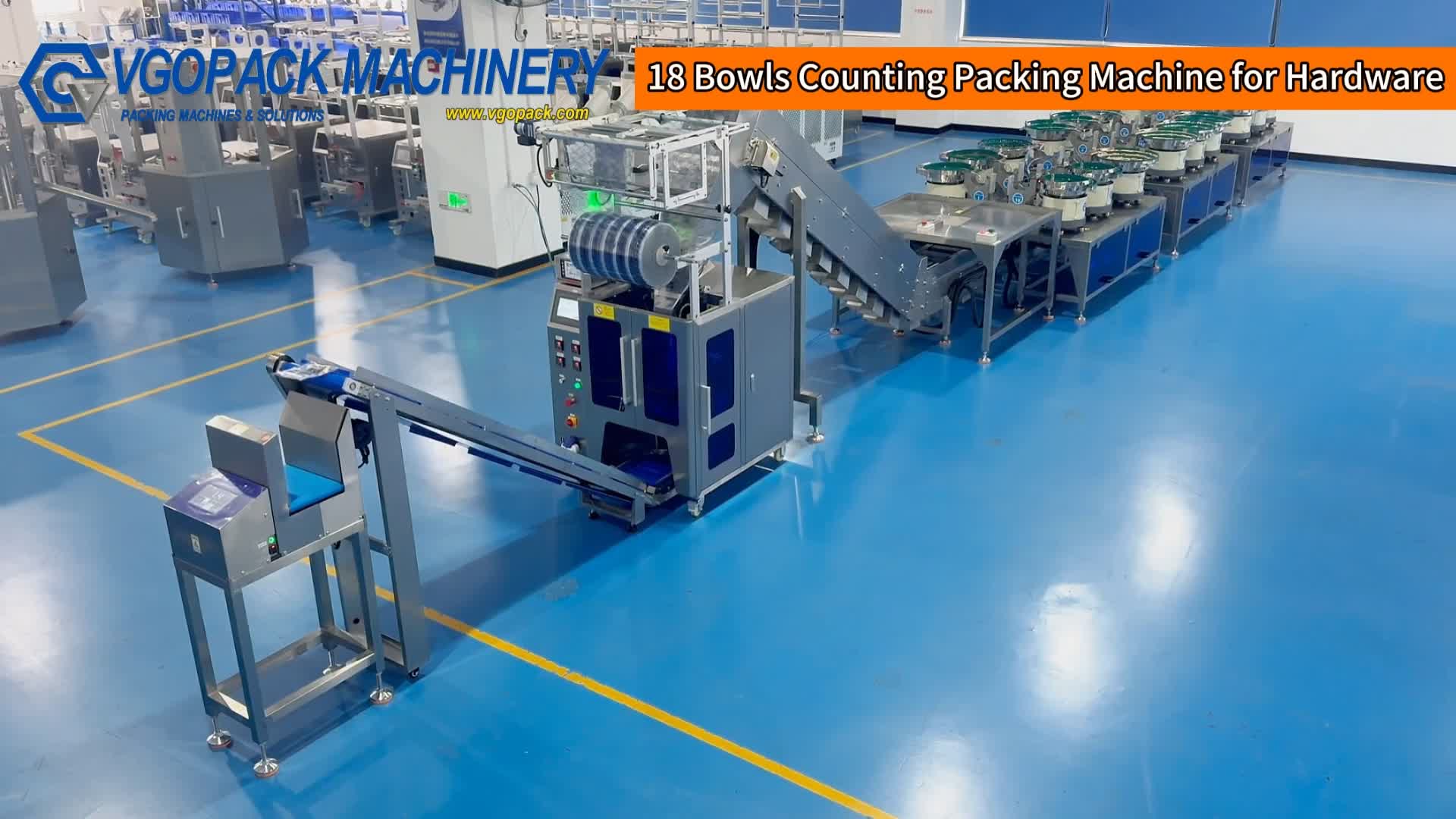 Hardware Kit | Pillow Bag | 18 Vibration Bowls Counting Packing Machine with Inclined Bucket Conveyor