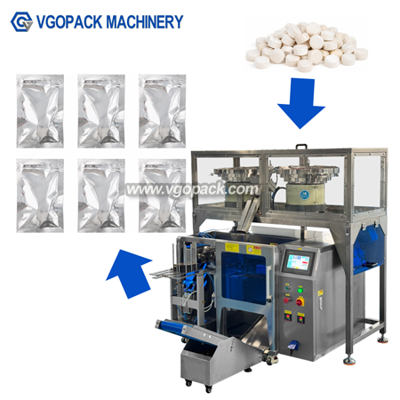 2 Bowls Premade Bag Counting Packing Machine-Compressed Candy (7)