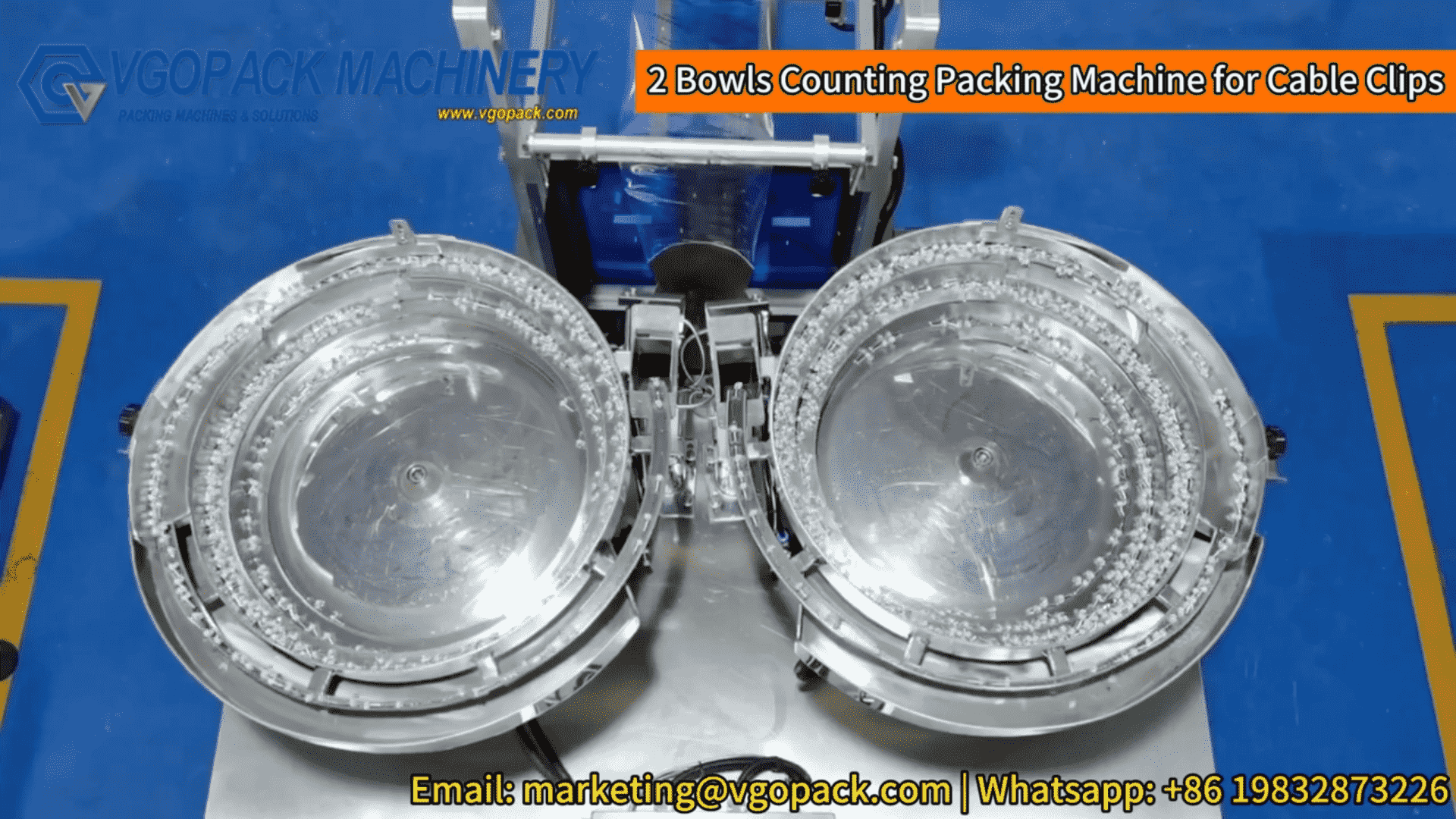 2 Vibration Bowls Counting Packing Machine for Cable Clips